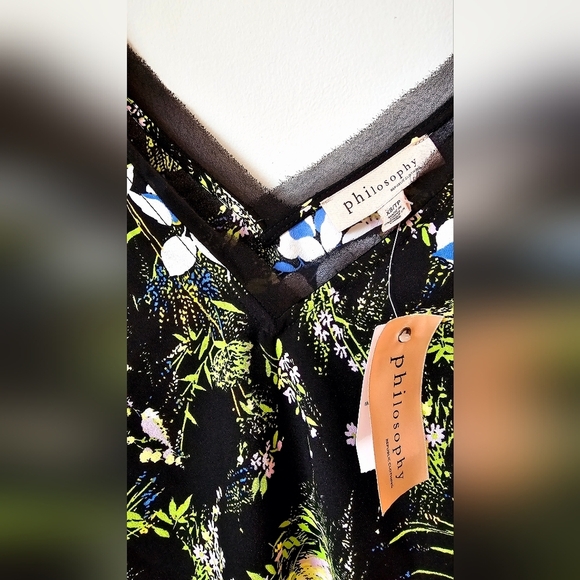 Phylosophy Republic Clothing Floral Sleeveless Top Black Size XS - Picture 6 of 6